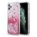 Luxmo [Premium Series] Waterfall Quicksand Fusion Liquid Glitter Case for iPhone 11 Pro 5.8 inch with Atom Cloth - Sakura Cherry Blossom