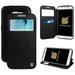 NEW BEYOND CELL BLACK INFOLIO WALLET CASE COVER WITH NOTIFICATION WINDOW AND TPU SKIN VIEWING STAND FOR SAMSUNG GALAXY S6 EDGE SM-G925 PHONE