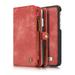 iPhone 8 Wallet Case iPhone 7 Case Dteck Multi-function 2 in 1 PU Leather Zipper 11 Card Slots Card Slots Money Pocket Clutch Wallet Case Detachable Magnetic Cover Red