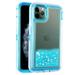 Mignova iPhone 11 Pro 5.8 inch case 3 in 1 Hard Clear Detachable Sparkle Dynamic Drift Sand Blink Flow Sand Glitter Heart-Shape Quicksand & Paillette Back Clear Hourglass Case Cover(Blue)
