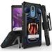 Tri-Shield [FIERCE CREATURE SERIES] Rugged Case Metal Kickstand Cover + Belt Clip Holster [BLACK PANTHER DESIGN] for LG Harmony 3 | LG K40 | LG Solo LTE (LMX420 L423DL X420)