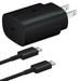 Original Samsung 25W Super Fast Charger And USB C Cable Compatible with Galaxy Tab S8 S7 - Samsung wall charger with 25 Watt Super fast charge capability uses Power Delivery - Black