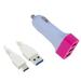 Type-C USB Car/DC Charger for OnePlus 3T OnePlus 3 OnePlus 2 Lenovo ZUK Z1 YOGA Tab 3 Plu (3 USB Port Type-C USB Data Charging Cable included) - White/ Hot Pink + MND Stylus