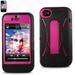 Importer520 HYBRID Armor Cover CASE FOR Apple Iphone 4 4S 4G. With kickStand Two piece case Hard Shell + soft Silicone BLACK/PINK-Kickstand