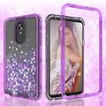 LG Stylo 4 Case LG Stylo 4 Plus Case LG Stylo 4 Phone Case Three Layer Hard Clear Glitter Sparkle 3D Flowing Liquid Heavy Duty Sturdy Shockproof Protective Bling Case for LG Stylo 4 - Purple