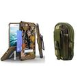 Beyond Cell Tri Shield Series Compatible with iPhone 8 Plus iPhone 7 Plus Bundle with Military Grade Clip Holster Case (Camo Leaves) with Travel Pouch (Jungle Camo) and Atom Cloth