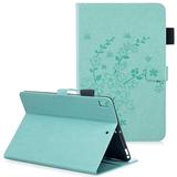 iPad 9.7 Case 2018/2017 iPad Air 1 2 Case Allytech Retro PU Leather Embossed Flower Slim Protective Folio Stand Cards Holder Wallet Cover for Apple iPad 9.7 6th/5th Gen iPad Air 1 2 Green