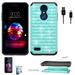 Phone Case for LG Premier Pro L413DL LG Xpression Plus Case LG Phoenix Plus Case LG Harmony 2 K30 Screen Protector +USB with Crystal-Dual-Layered Cover (Crystal Teal /USB/ Tempered Glass)