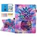 Dteck Universal Folio Case For 7.5 - 8.5 inch Tablet Slim PU Leather Flip Case Stand Cover Built-in Card Slots & Pen Holder For iPad mini/Galaxy Tab 8.0/Fire HD 8/Lenovo Tab 8.0 04 Pineapple