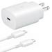 Samsung 25W USB-C Super Fast Charging Wall Charger - White (US Version) for Samsung Galaxy S20 / S21 /S10 5G /Note 10/Note 10 Plus/S9 S8/ S10e + 3FT USB-C to USB-C Cable