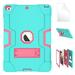 iPad 5th/ 6th Generation Case New iPad 9.7 inch 2017/2018 Shockproof Kickstand Cover with HD Screen Protector Film - Mint/Rose