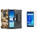 BC Rugged Dual Layer Armor Kickstand Holster Case (Desert Camo) with Bubble-Free Tempered Glass Screen Protector and Atom Cloth for Alcatel 7 (MetroPCS)