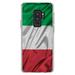 DistinctInk Clear Shockproof Hybrid Case for Samsung Galaxy S9+ PLUS (6.2 Screen) - TPU Bumper Acrylic Back Tempered Glass Screen Protector - Italian Flag Italy Waving Red White Green - Italy