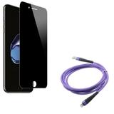 iPhone 8/7/6S/6 - Purple 10ft USB Cable w Tempered Glass Privacy Screen Protector - Charger Cord Power Wire Braided Long Curved Anti-Spy Anti-Peep 3D Edge Case Friendly for iPhone 8/7/6S/6