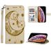 iPhone XS Case 5.8 2018 iPhone X Case 2017 Allytech PU Leather Marble Moon Embossed Hand Strap Magnetic Stand Folio Shockproof Cards Pocket Wallet Case Cover for Apple iPhone XS iPhone X Yellow