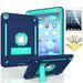 iPad Air 2 Case with Soft Screen Protector Dteck Heavy Duty Shockproof Three Layer Plastic and Silicone Protective Cover with Kickstand For Apple iPad Air 2 (A1566/A1567) Navy/Mint