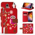 Beyond Cell Wallet Case Compatible with LG Aristo 3 Tribute Empire Rebel 4 Phoenix 4 Aristo 2 Plus Zone 4 with Synthetic PU Leather Card Slots Magnetic Flip Cover and Atom Cloth - Cute Pink Owl