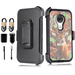 Value Pack for 6.2 Motorola Moto G7 Armor Holster Belt Clip Kickstands Hybrid Shockproof Bumper Screen Protector Dual Layer Raised Bevel Design Enhance Camera Combo Phone Case + [Deercamo]