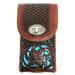 Texas West Western Cowboy Tooled Floral Leather Longhorn Concho Belt Loop Medium Cell Phone Holster Case