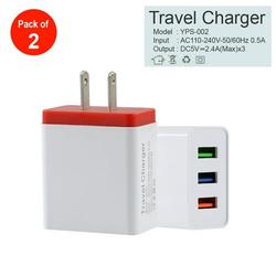 USB Wall Charger 2.1A/5V USB Plug Power Adapter Charging Cube for iPhone X 8/7/6 Plus SE/5S/4S iPad iPod Samsung Android Phone - White/Hot pink Portable Compact Travel Charger - pack of 2
