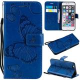 iPhone 6/6S Wallet case Allytech Pretty Retro Embossed Butterfly Flower Design Pu Leather Book Style Wallet Flip Case Cover for Apple iPhone 6 and iPhone 6S Blue