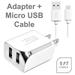 For XOLO Era 4G Cell Phones Accessory Kit 2 in 1 Charger Set [2.1 Amp USB Home Charger + 5 Feet Micro USB Cable] White