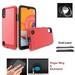 For Samsung A01 / Straight Talk SAMSUNG Galaxy A01/ Walmart Family Mobile SAMSUNG Galaxy A01 Metallic Brushed Shock-Resistant Cover Case + Ring/ Kickstand (Red)