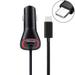 3.1Amp Type-C Rapid Car Charger DC Power Adapter with USB Port USB-C Connector Coiled Cable Black JKL for Verizon HTC 10 - Cricket ZTE Grand X Max 2 - Verizon Motorola Moto Z Force Droid