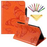 Dteck Folio Case For Amazon Kindle Paperwhite 6 Lightweight Embossed Butterfly PU Leather Flip Stand Case Cover with Card/Stlylus Holder Orange