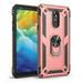 for 6.2 LG Stylo 5 Thin Extreme Dual-Layer Protection Magnetic Stronger Adjustable Integrated 100 & 360 Degree Gear Rotating Metal and Patch Ring PC+TPU Shockproof Kickstand Phone Case [Rosegold]