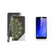 BC Synthetic PU Leather Magnetic Flip Cover Wallet Case (Mandala Green Lace) with Tempered Glass Screen Protector and Atom Cloth for Samsung Galaxy J7 Aero (Verizon)