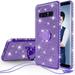 For Samsung Galaxy S10 Plus/S10+ Case Cute Ring Stand Glitter Phone Case Cover Bling Diamond Rhinestone Bumper Sparkly Kickstand Clear Girls Women for Galaxy S10 Plus - Purple