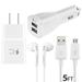 Samsung Galaxy S10 S20 S21 S22 S23 Note20 10 9 Adaptive Fast Charger USB-C Type-C Cable Kit Combo [1 Dual USB Car Charger + 1 Fast Charging USB Wall Charger + 4ft Type-C Cable + OEM Headphones]