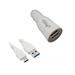 Type-C USB Car/DC Rubberized Charger for Honor 8 Honor 8 Pro Honor Note 8 OPPO F3 Plus (Dual USB Port Type-C USB Data Charging Cable included) - White + MND Stylus