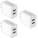 USB Wall Charger Adapter 1A/5V 3-Pack Travel Dual USB Charging Block Brick Charger Power Adapter Cube Compatible with Phone Xs/XS Max/X/8/7/6 Plus Galaxy S9/S8/S8 Plus Moto Kindle LG HTC Google