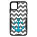 DistinctInk Custom SKIN / DECAL compatible with OtterBox Commuter for iPhone 11 Pro MAX (6.5 Screen) - Grey White Chevron Teal Anchor - Nautical Chevron Anchor Design