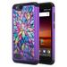 ZTE ZFive G LTE Z557BL / ZTE ZFive C Z558VL / ZTE Avid 4 /ZTE Fanfare 3 / ZTE Blade Vantage / ZTE Tempo X / ZTE Tempo Go Hybrid Crystal Rhinestone Dual Layer Protective Cover Case - Rainbow Flower