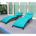 Homall 3 Pieces Patio Chaise Lounge with Removable Cushions Unadjustable Wicker Folding Chaise Lounge with Folding Table