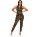 YDX Smart Jeans Juniors Cotton Denim Jumpsuit for Woman Sexy Sleeveless Zip Army Camo Size 5