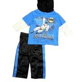 CAN DC Comics Baby Baby Boys' Batman 2 Piece Hooded Top and Pant, Blue, 24 Months
