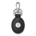 Solid 925 Sterling Silver Official North Carolina State U Black Leather Oval Key Chain - 74mm x 31mm