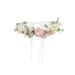 Girls Pink White Flower Adorned Ribbon Back Special Occasion Hair Wreath Crown