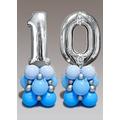 Inflated Luxe Pastel Blue and Silver Number 10 Balloon Centrepiece Stack Set 10th Birthday Decoration 125cm