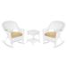 3Pc White Rocker Wicker Chair Set With Tan Cushion- Jeco Wholesale W00206R-B_2-RCES006