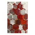 Tapis motif cercles vintage rouge/gris pour salon, chambre 290x200