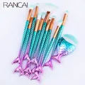 RANCAI-Kit de pinceaux de maquillage brosses cosmétiques eyeliner fond de teint sirène