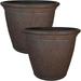 Sunnydaze Anjelica Outdoor Double-Walled Flower Pot Planter - Rust - 16" - 2-PK - Set of 2