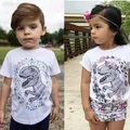 Chemise dinosaure à manches courtes pour enfants tee-shirt pour garçons et filles tenue de