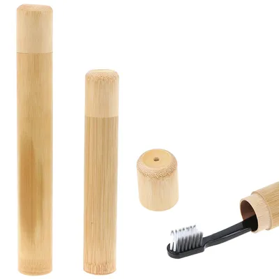 Tube de brosse à dents en bambou naturel fait à la main tube pour cuillère à soupe étui de voyage