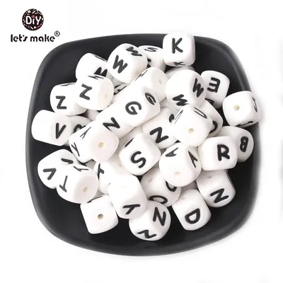 Perles de l'alphabet en silicone pour dentition de bébé accessoire de qualité alimentaire 26